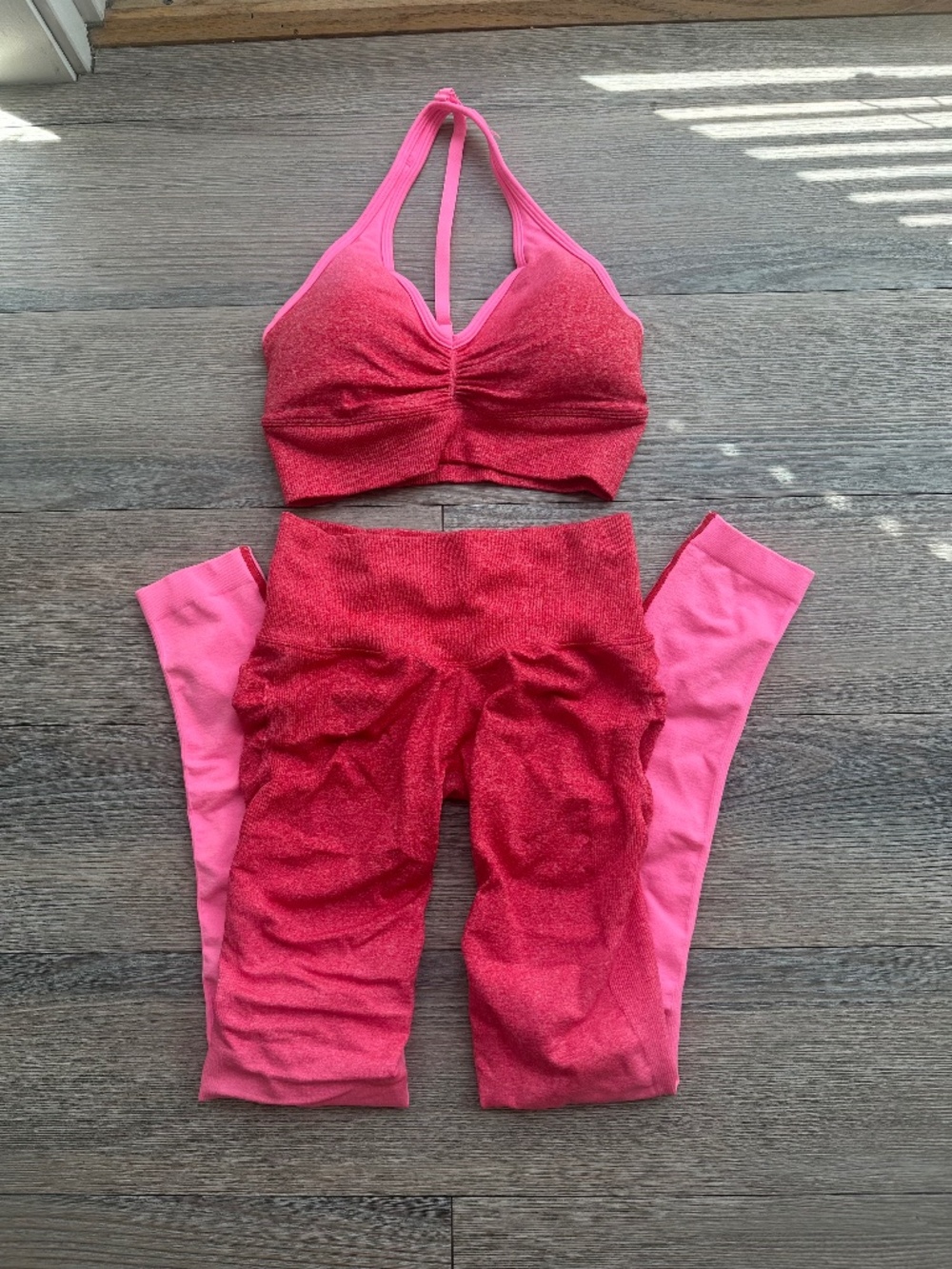 Buff Bunny Pink and Red 2-Piece Workout Set